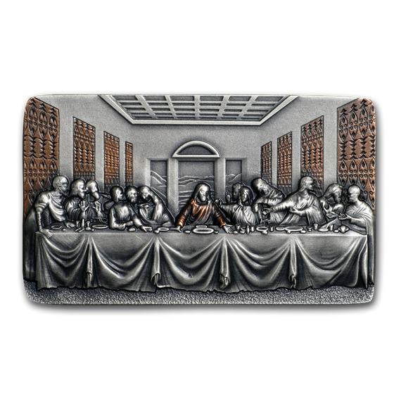 2019 Republic of Cameroon 2 oz Antique Silver The Last Supper 2019 Republic of Cameroon 2 oz Antique Silver The Last Supper